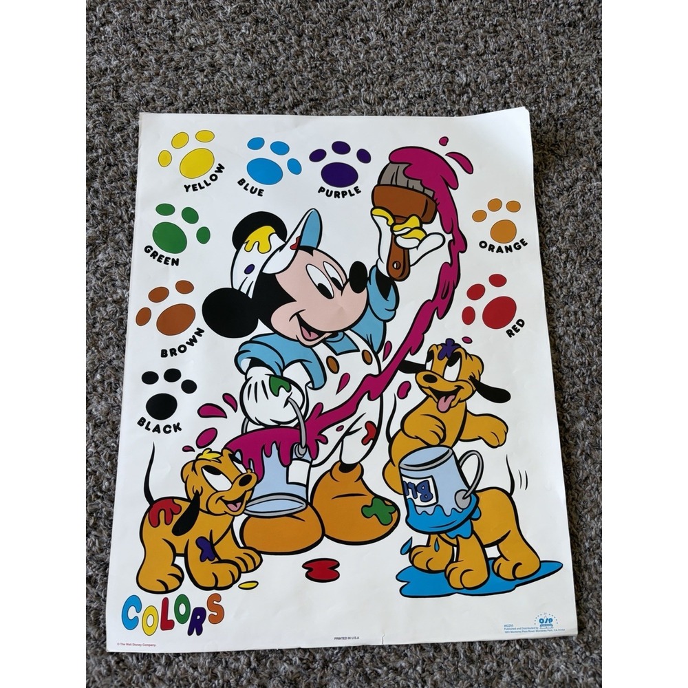 Vintage Disney Mickey Mouse Colors Litho Poster OSP Publishing Print Pluto Puppy